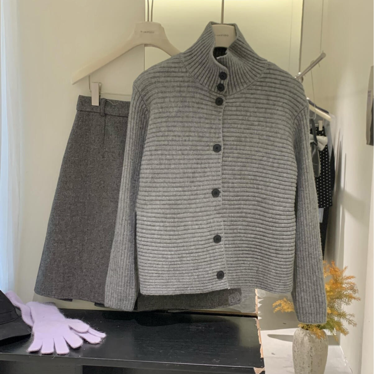 3439韩系老钱风高领针织开衫女秋冬季新款慵懒风休闲显瘦减龄