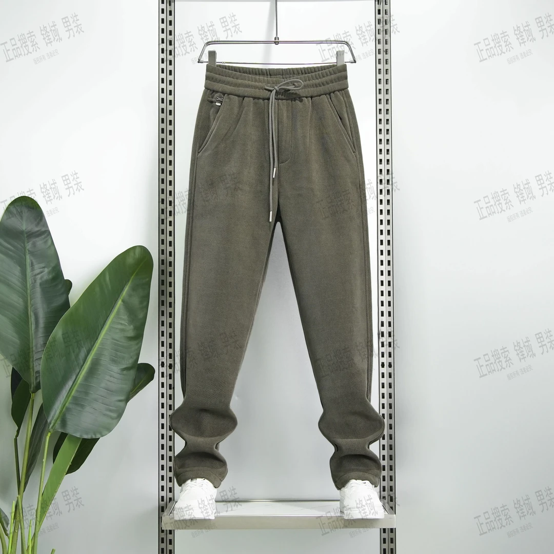【严选】冬季新款高品质加绒加厚男士舒适百搭宽松植绒防风休闲裤