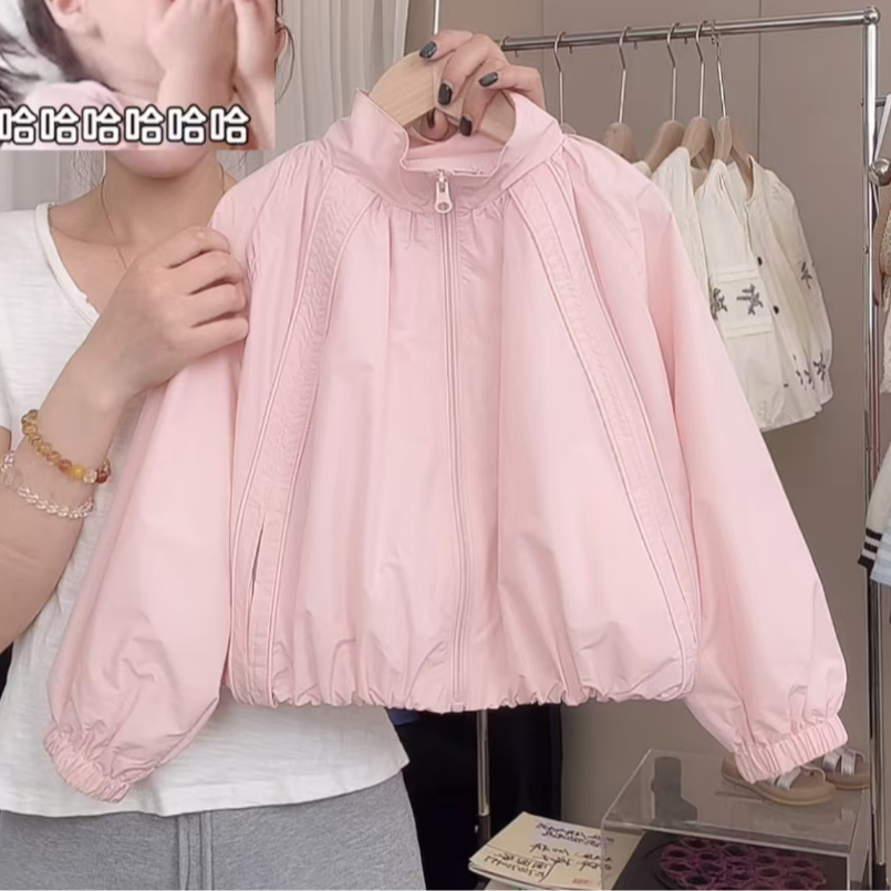 【现货】女童秋季新款休闲外套洋气纯色女宝宝时尚百搭纯色拉链上衣
