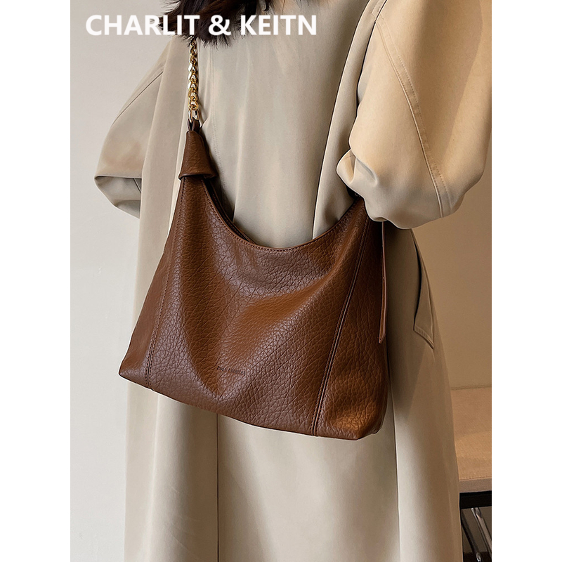 CHARLIT&KEITN包包女2025新款真皮托特包单肩包大容量斜挎腋下包