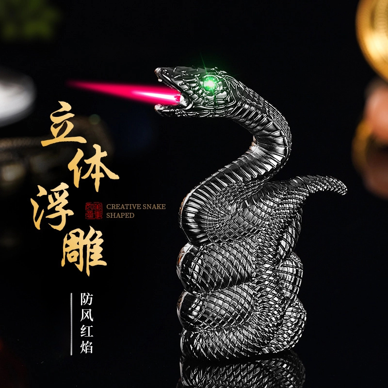 （名士兄弟）灵蛇造型防风打火机蛇年台式桌面摆件创意送男友礼物