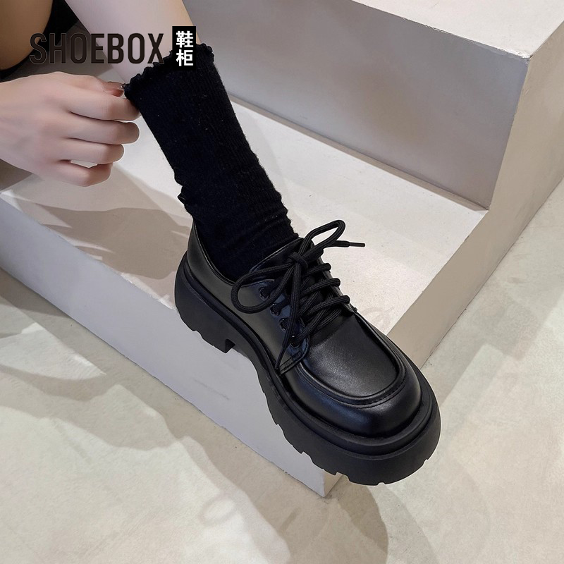达芙妮旗下鞋柜英伦风厚底小皮鞋女款2025新款秋季百搭黑色JK单鞋