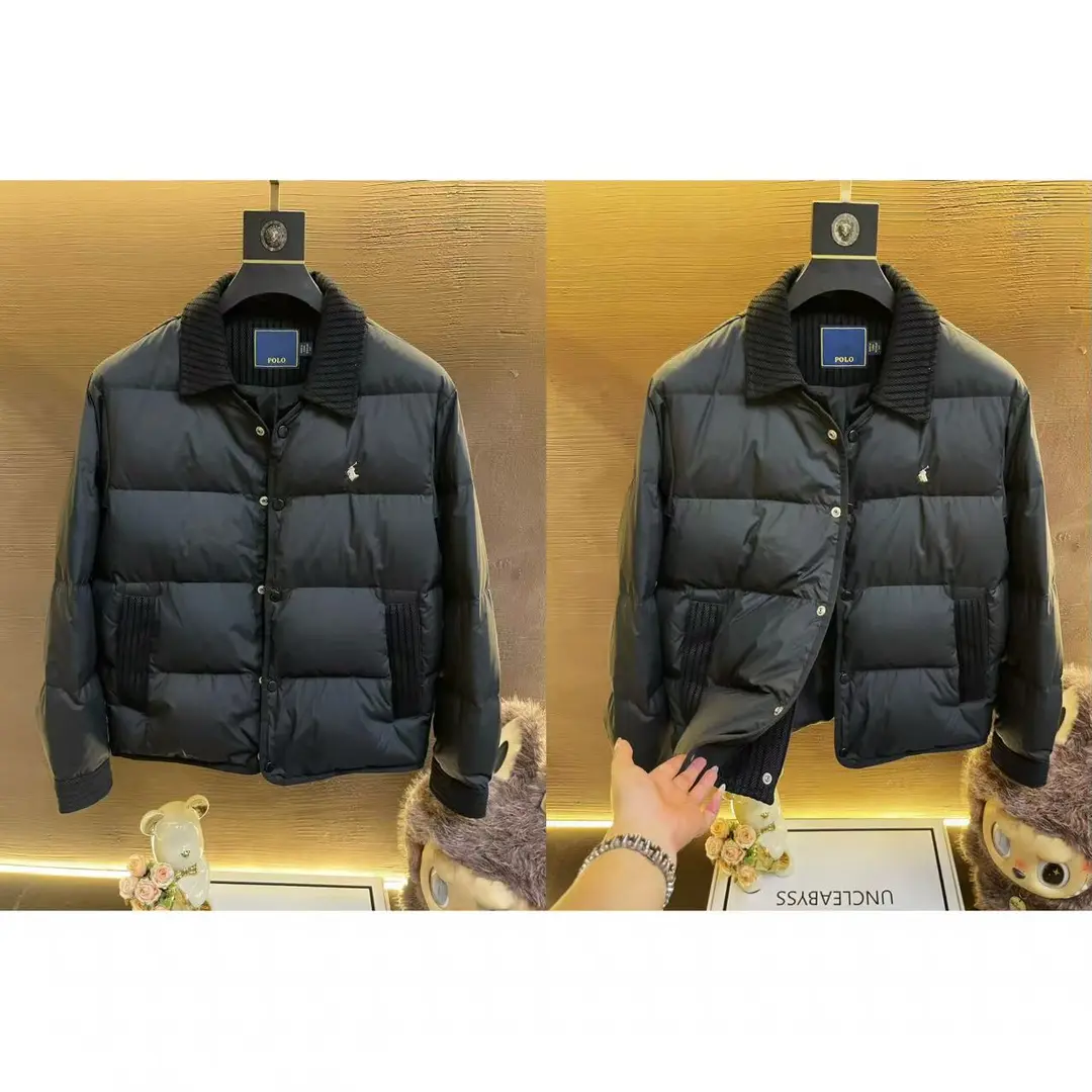 2025冬季新款假两件90白鸭绒羽绒服男士高奢时尚潮牌翻领保暖外套