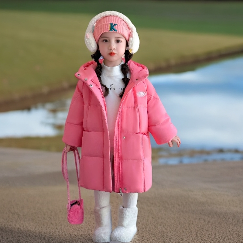 女童羽绒服冬装2025新款儿童冬季加厚洋气女宝宝白鸭绒中长款外套