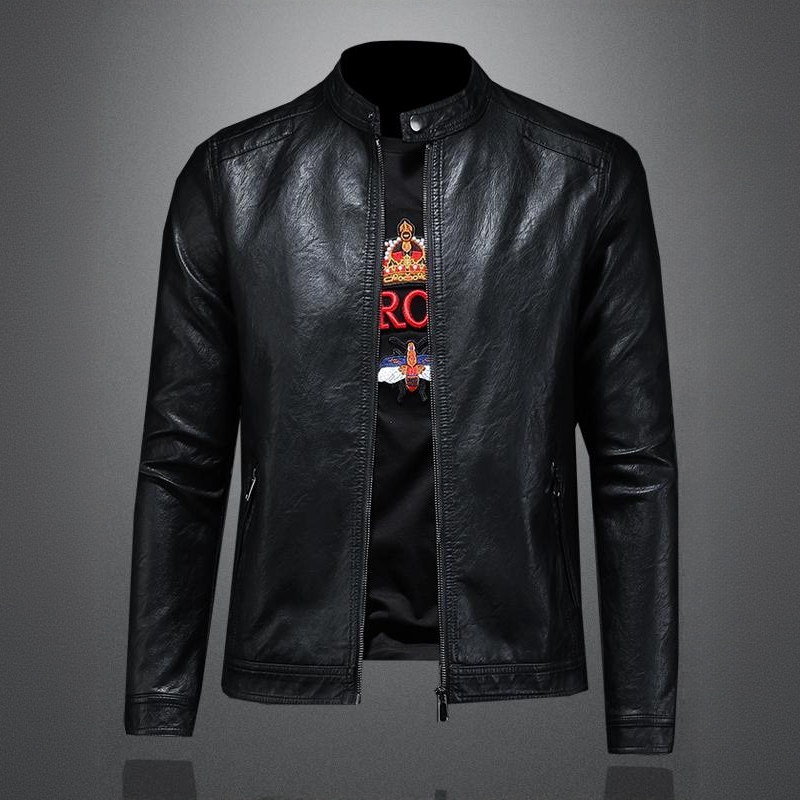 SIBONEULAT希敦纽勒机车皮衣男外套春秋季休闲立领修身短款夹克潮