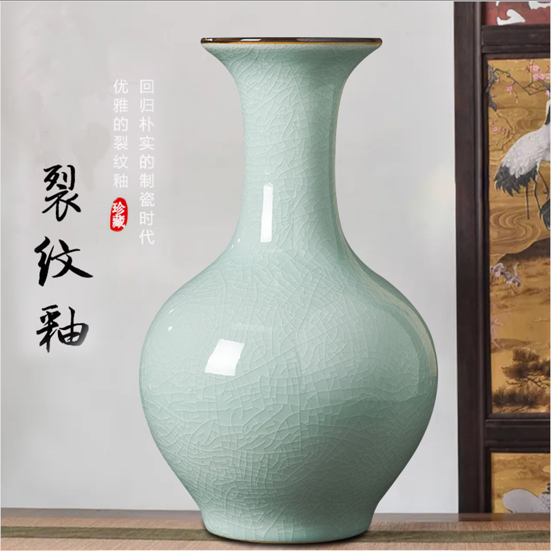 景德镇陶瓷小花瓶摆件餐桌大气新中式家居客厅装饰品工艺瓷器办公