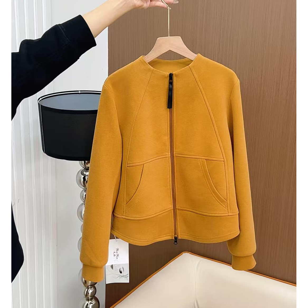 运费补贴加绒加厚立领时尚修身显瘦立体裁剪百搭休闲长袖开衫卫衣