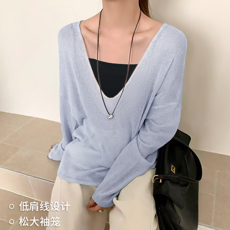 天丝亚麻针织防晒罩衫女夏季吊带外搭2025新款宽松薄款空调衫上衣