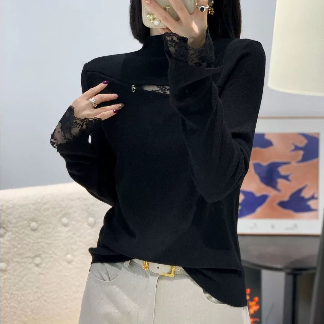 2025秋冬新款洋气超好看别致镂空设计感超细毛衣针织衫女人味上衣