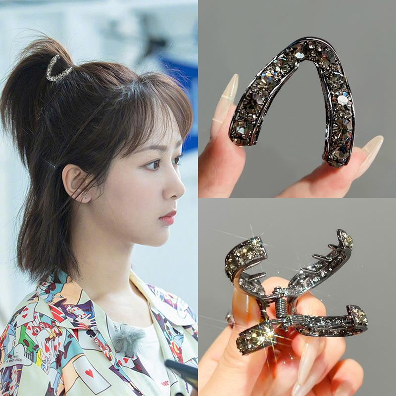 短发半扎发高马尾固定神器抓夹V型2023网红新款发夹女后脑勺头饰