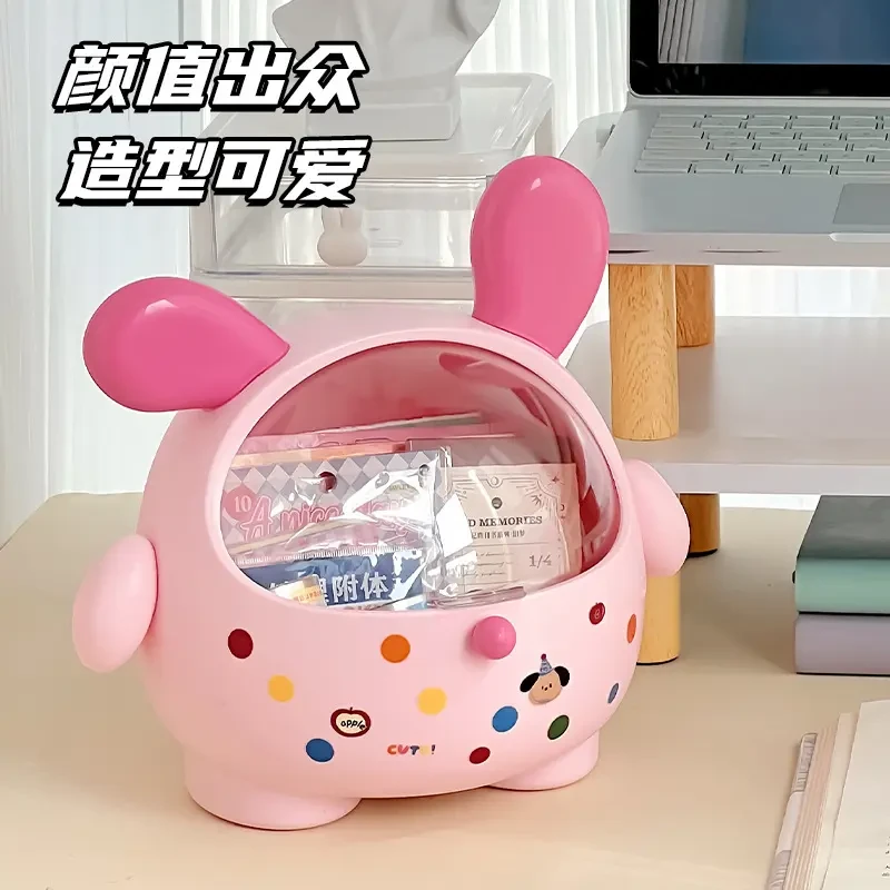 桌面收纳盒零食发饰文具小杂物化妆品粉扑办公桌玄关置物架高颜值