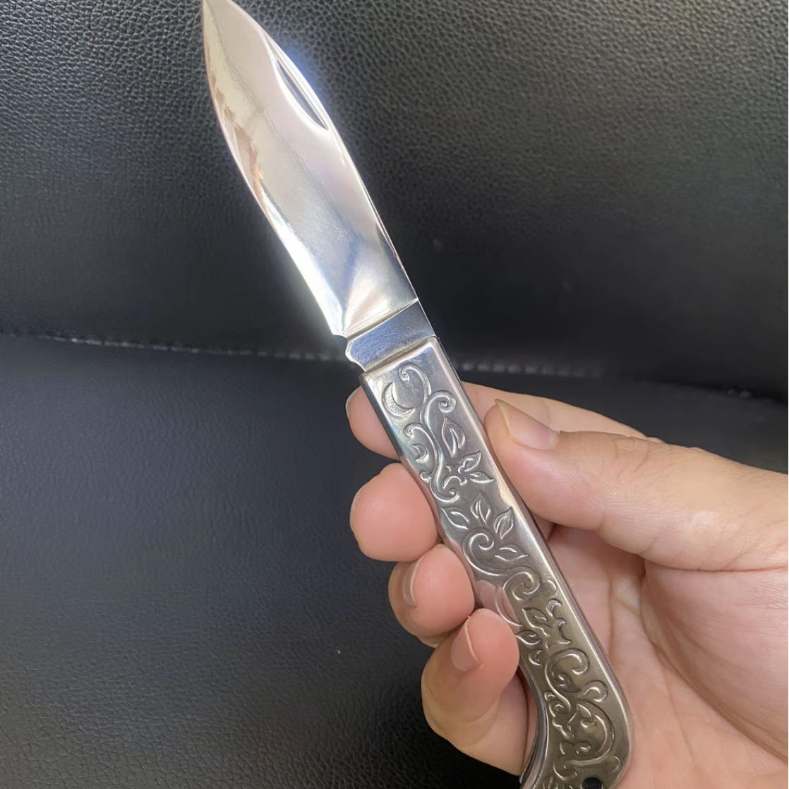 新疆包邮全钢手工精美YJS-015镜面折叠小刀家用水果刀吃肉小刀