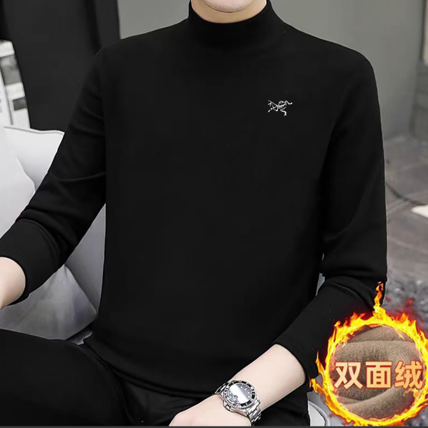 男士德绒打底衫秋冬青年双面绒加厚保暖长袖纯色修身上衣D190