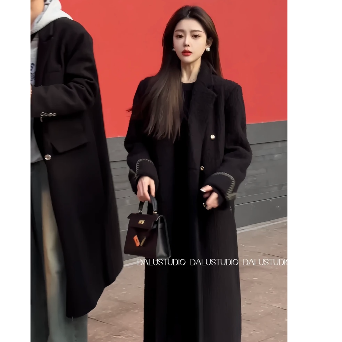 【全智贤】白鸭绒毛呢冬季气质时尚轻奢呢子大衣