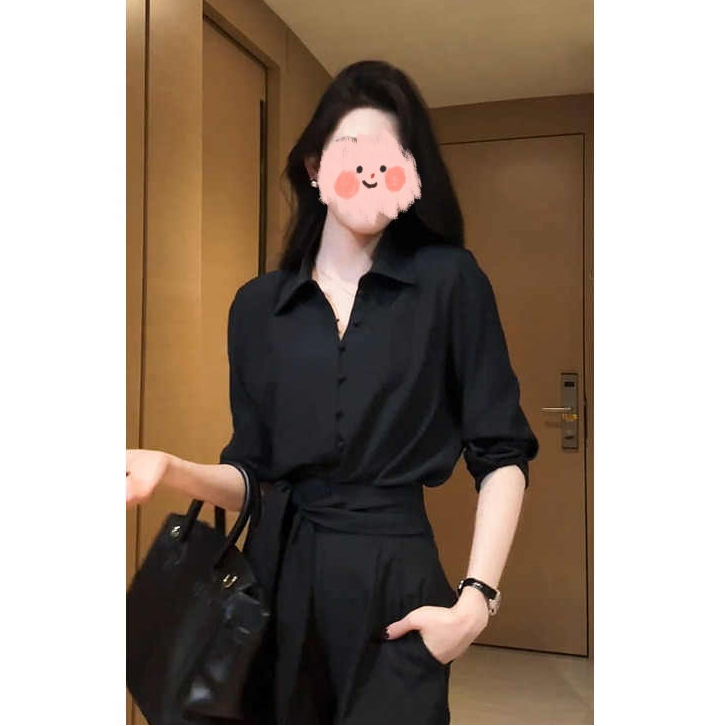 高级感气质时尚百搭休闲简约显瘦衬衫女上衣加裤子两件套优雅通勤