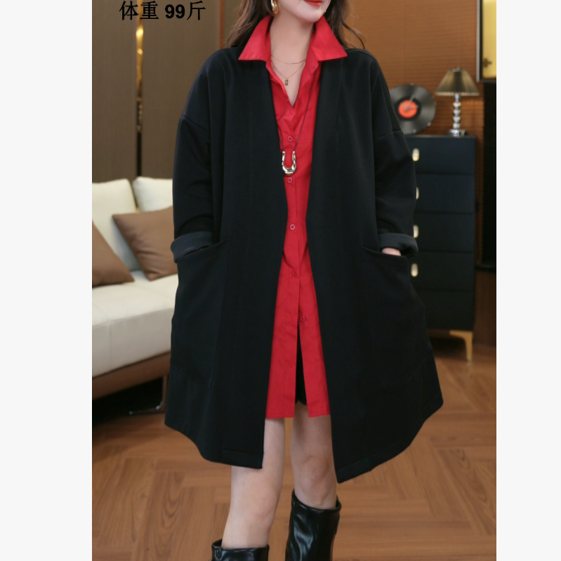【鑫蕾】秋季新款女秋季宽松大码V领开衫外套8380