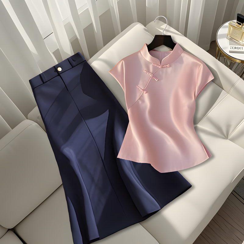 2025新款出游服装女爆款超好看减龄时尚气质修身上衣高腰半身裙子