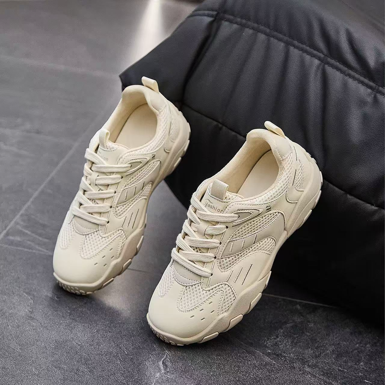 PUBGO/千喜步步高2025新款时尚百搭网面运动鞋厚底户外休闲阿甘鞋