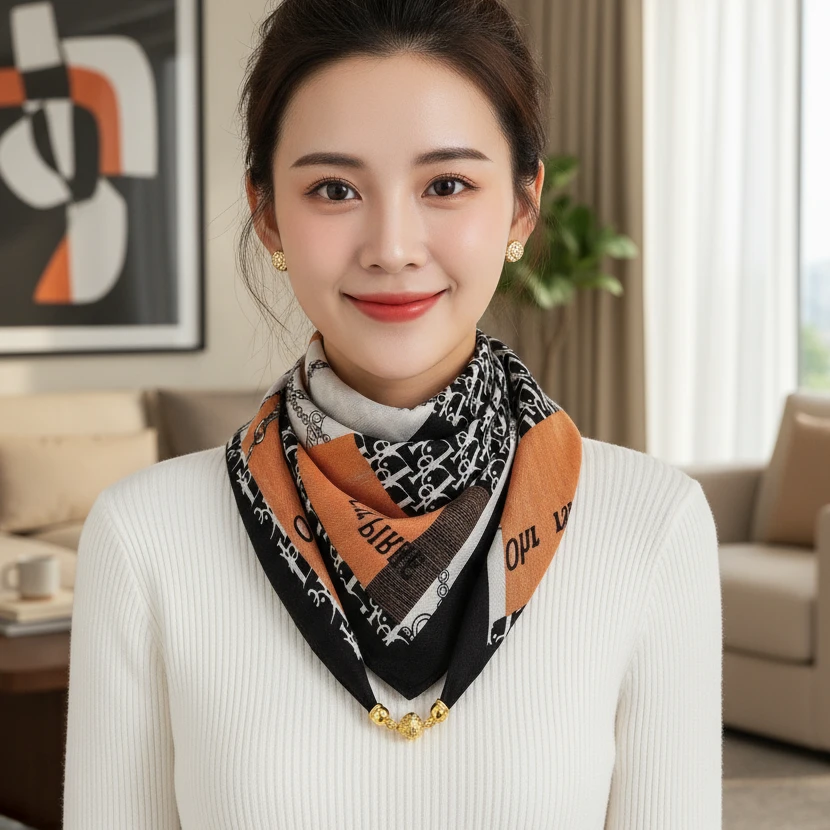 2025新款高级感网红爆款丝巾洋气时尚百搭女士围脖保暖围巾女冬季