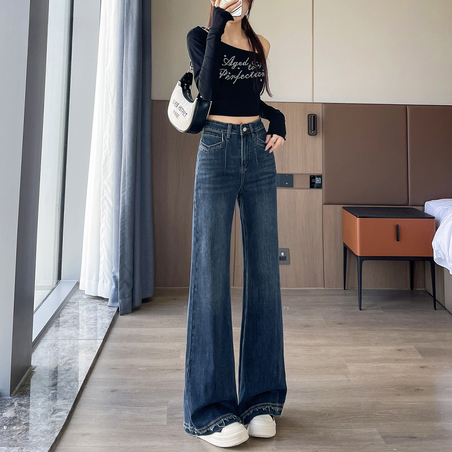 毛边微喇牛仔裤女款爆款2025新款春秋老钱风松弛感女装贵气喇叭裤