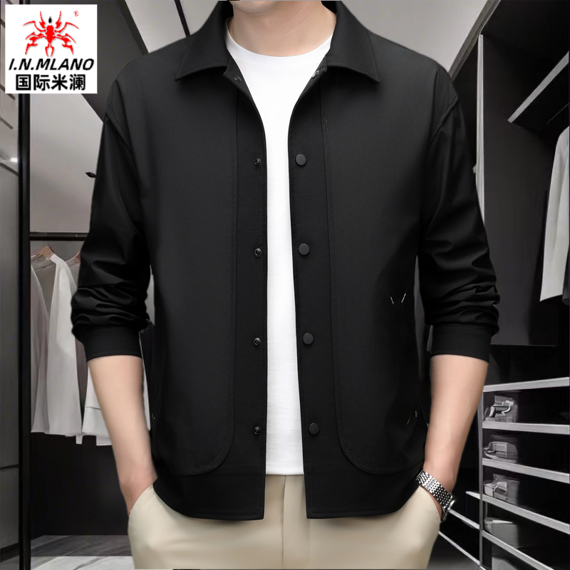 夹克男春秋季2025新款潮牌帅气休闲翻领短款上衣潮流青年修身外套