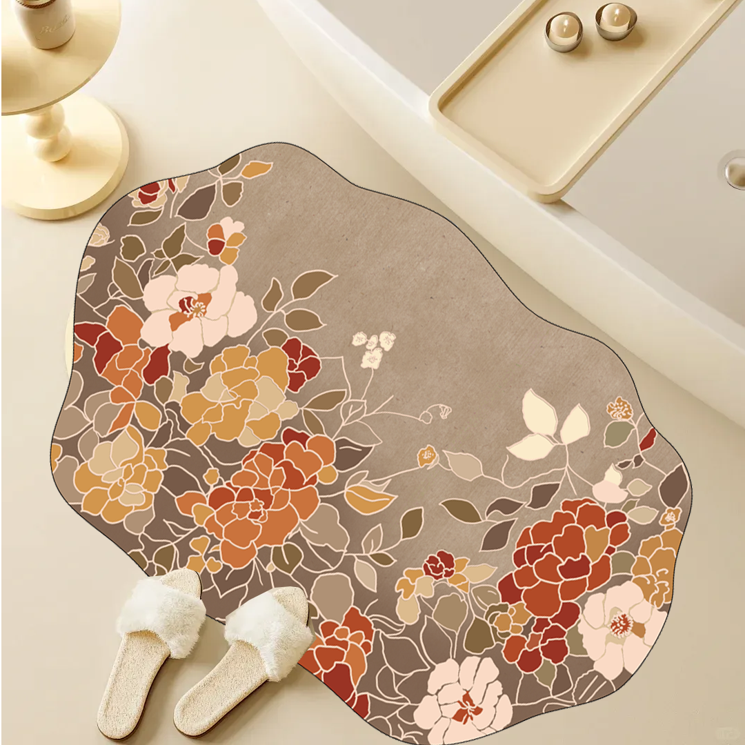 牡丹花开硅藻泥地垫吸水