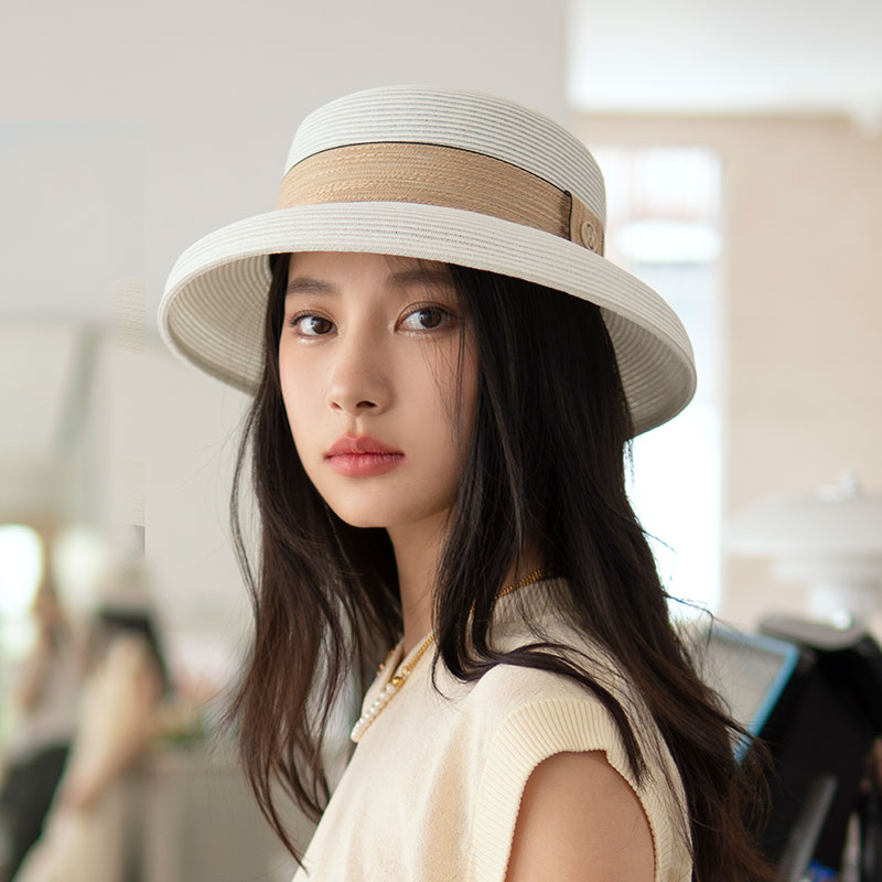 疯帽子 复古优雅法式出游逛街 夏季遮阳盆帽渔夫帽 草帽女轻薄款