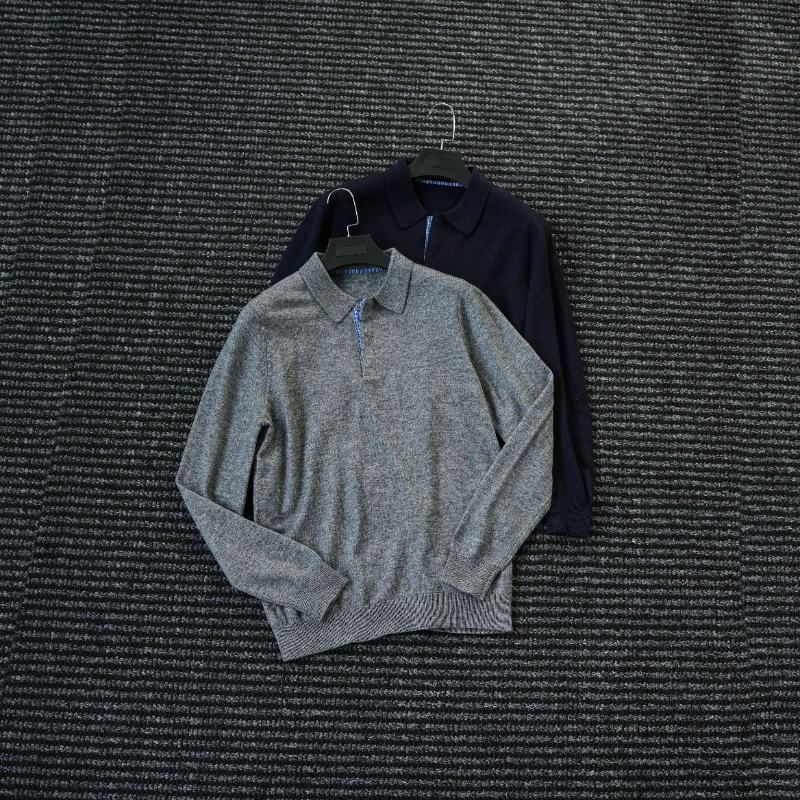 CssuGent早秋高定老钱针织POLO衫男绅士复古高密打底毛衣潮