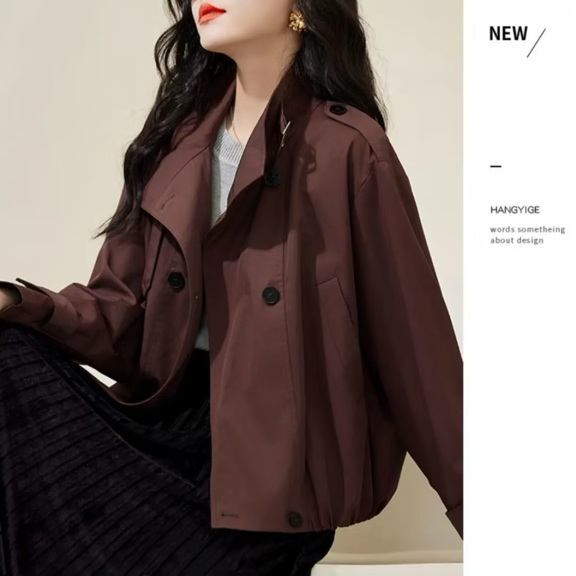 2025春季新品气质女士短款风衣开衫外套96686