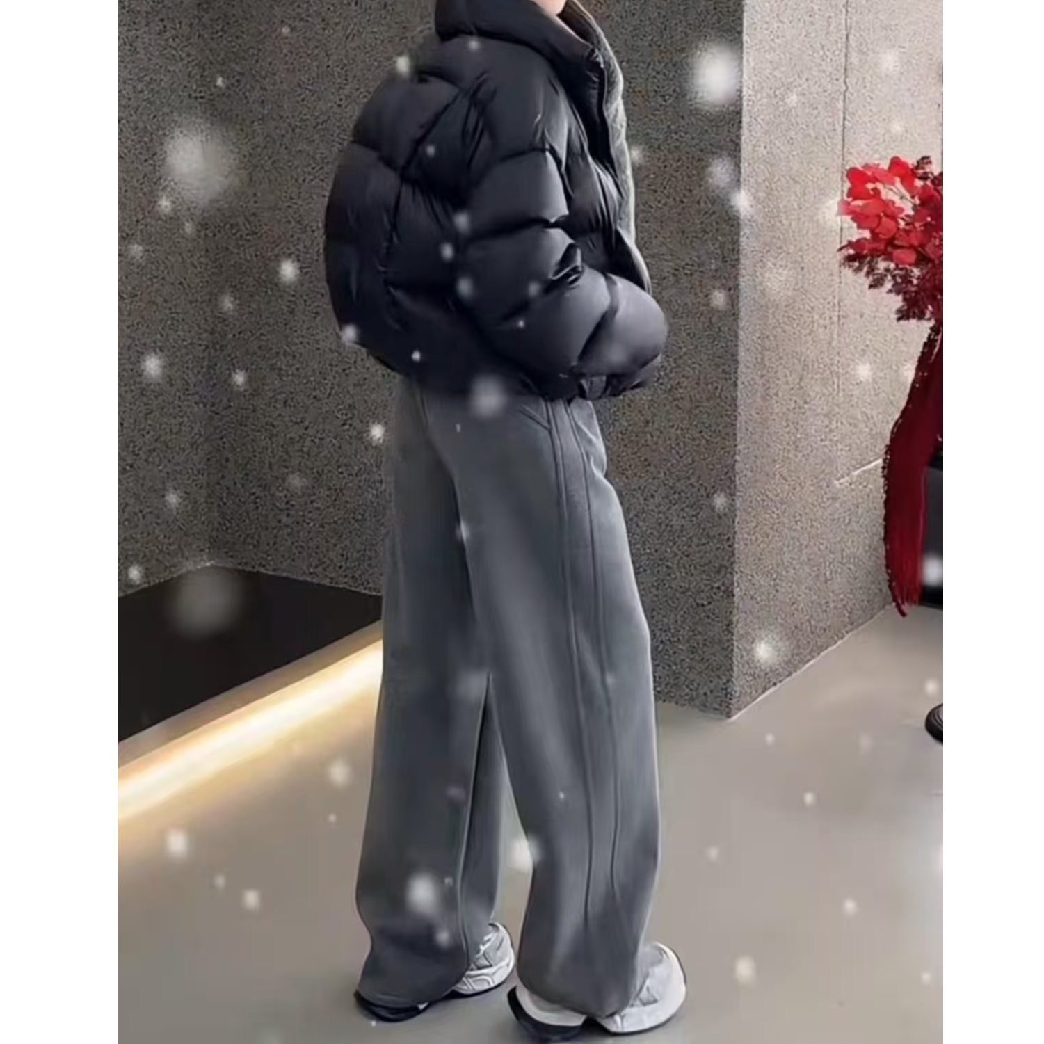 桑梓   韩系休闲垂感显瘦百搭情侣糯米绒加厚长裤6226