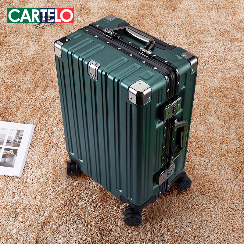 行李箱女拉杆箱男学生旅行箱万向轮皮箱子大容量密码箱皮箱铝框款