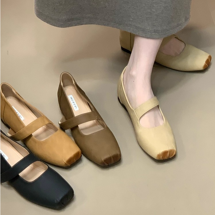 法式内增高方头玛丽珍鞋女2025新款夏秋季配裙子芭蕾舞单鞋晚晚鞋