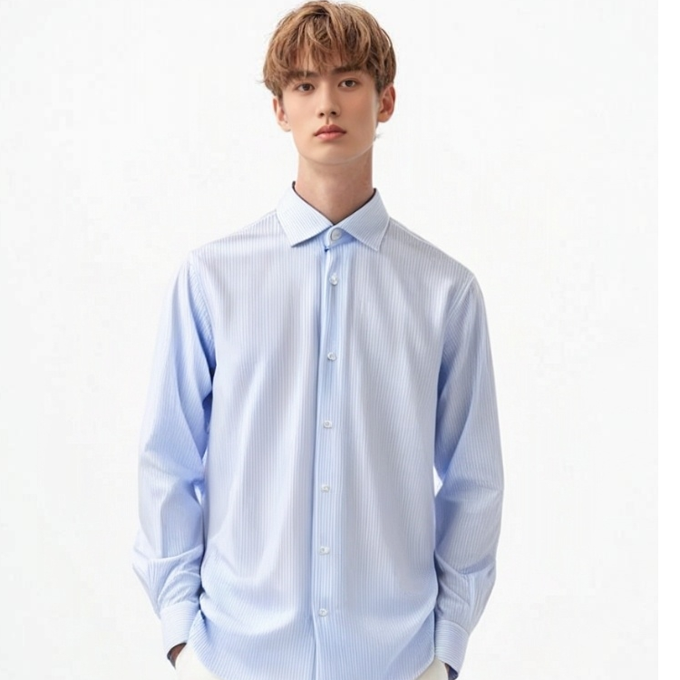 日本进口针织面料秋季男士长袖衬衫