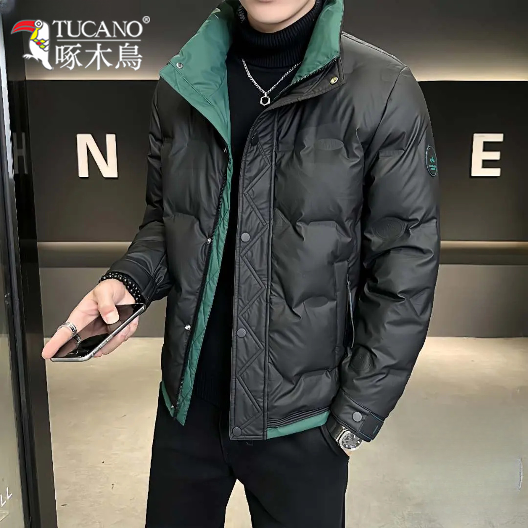 啄木鳥男士立领棉服时尚短款轻薄青年冬季休闲百搭舒适帅气外套