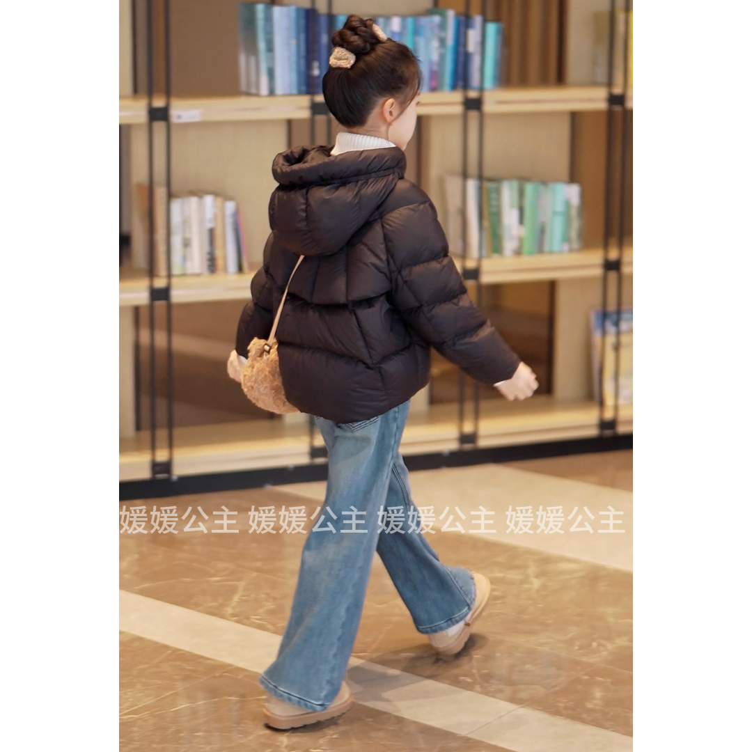 媛媛公主【现货 极寒】2025冬季新品女童加厚连帽羽绒服15415Y081