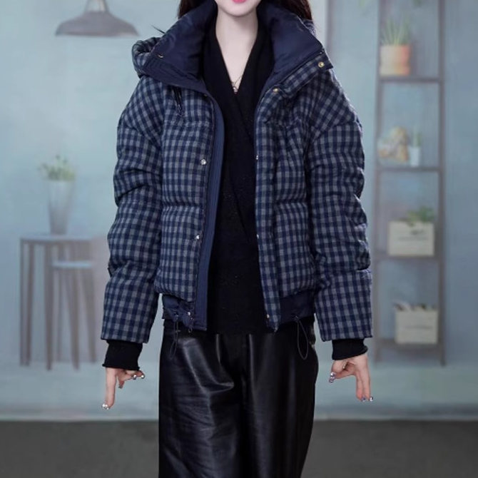 新款气质连帽优雅设计感高端时尚减龄保暖羽绒服M-4XL