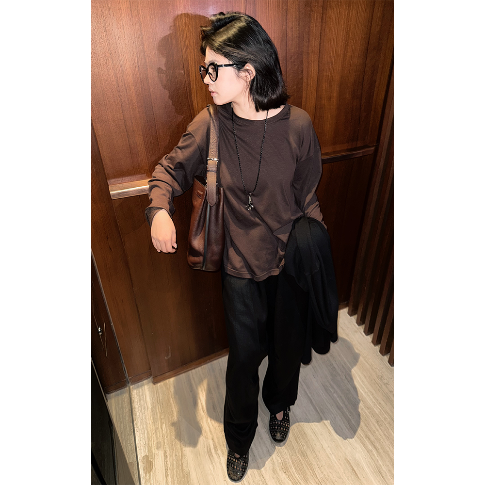 LA CALLA卷卷长袖T简约纯色圆领长袖上衣YY51-2162