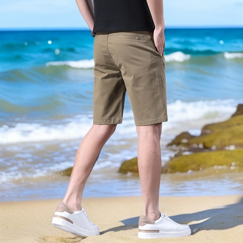 老爷车云柔棉男士商务短裤夏季百搭直筒潮流薄款透气休闲裤弹力