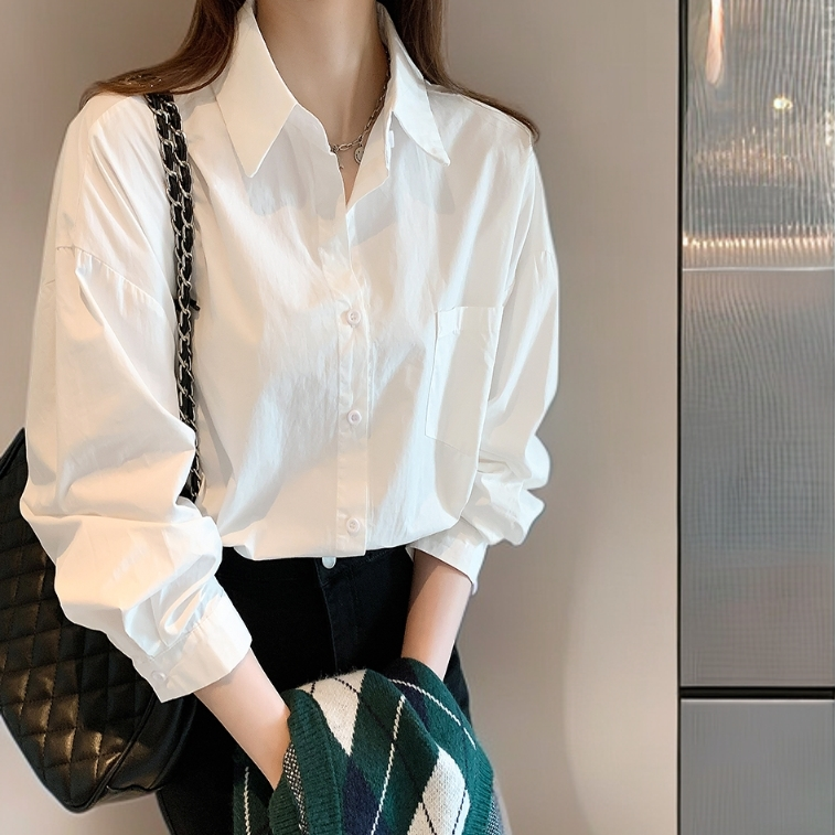 白衬衫女早春2025年新款设计感小众上衣休闲打底长袖内搭叠穿衬衣