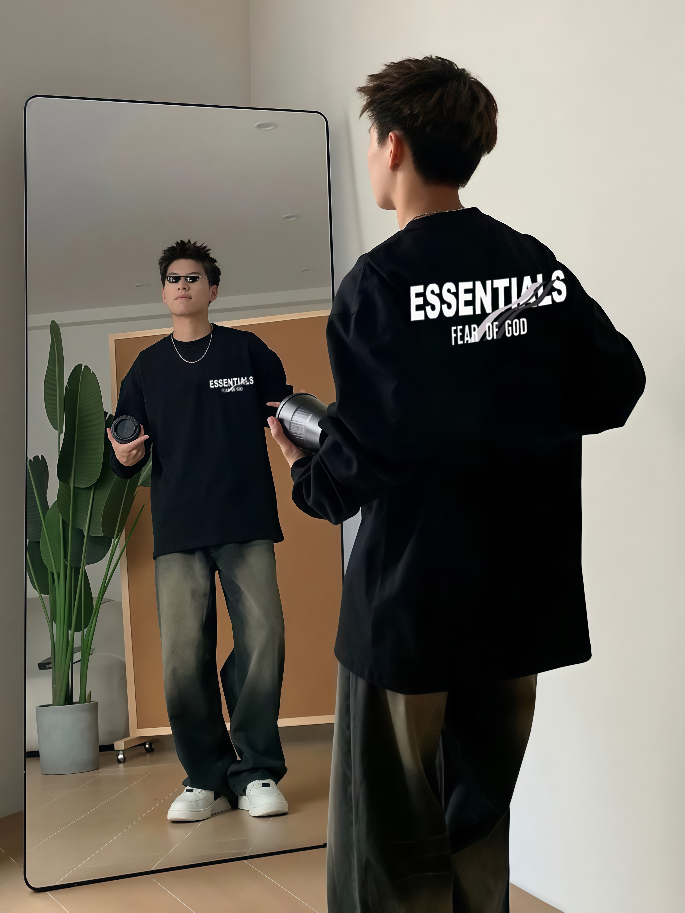 秋冬重磅纯棉长袖高街潮牌T恤宽松休闲百搭男生圆领美式ins打底衫