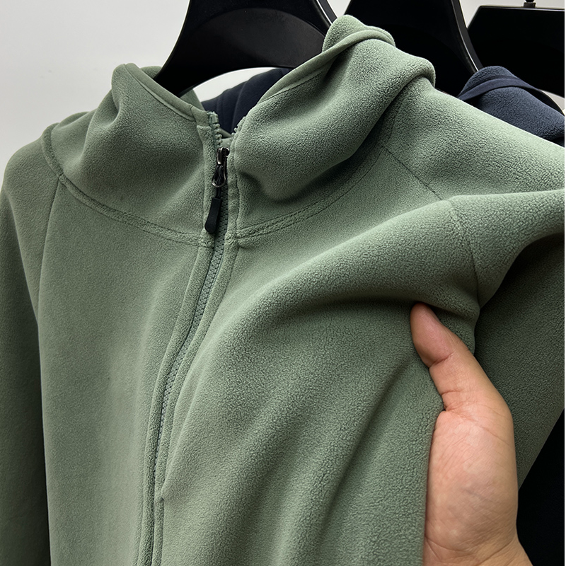 in cotton sea双面绒连帽拉链卫衣男士秋冬季加厚开衫夹克外套