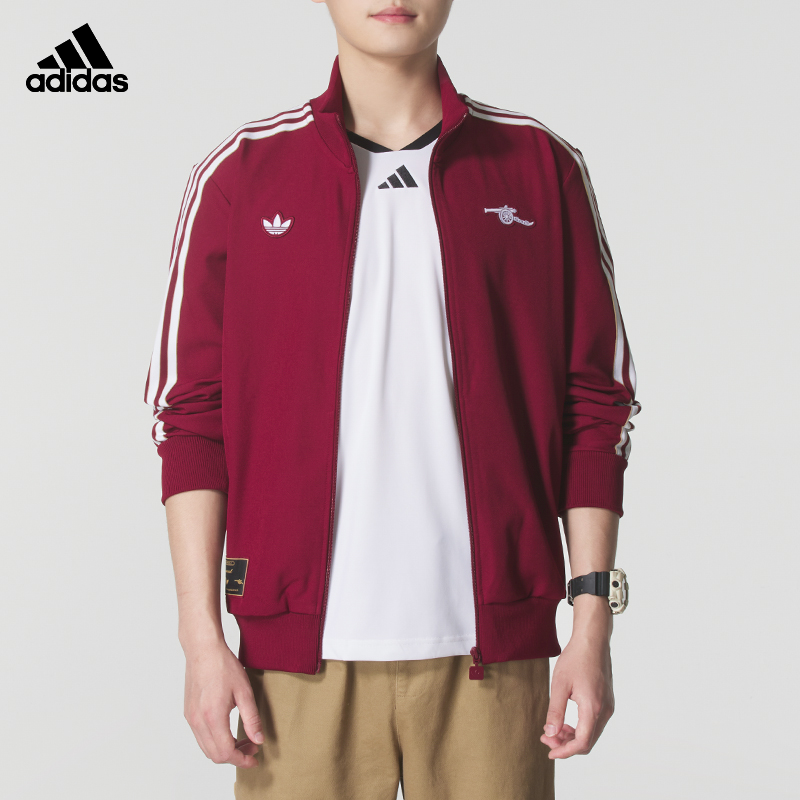 阿迪达斯三叶草梭织夹克男2025新款运动服休闲宽松跑步外套JM9390