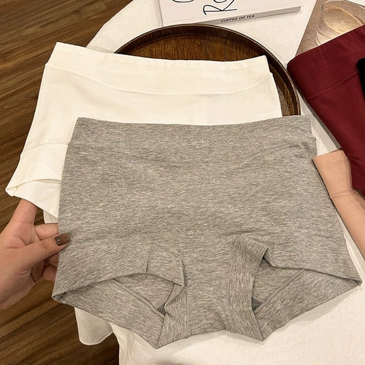 石墨烯女士内裤女款平角短裤内穿抑菌无痕收腹大码纯色短裤夏季