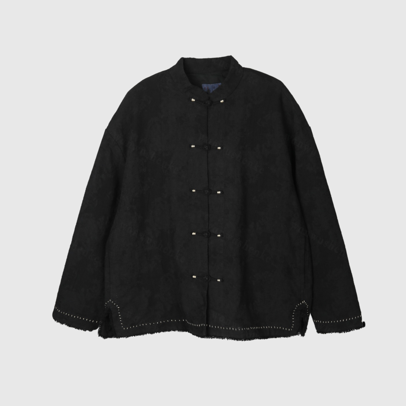 万物身客 TU-S332153 质感毛边新中式盘扣外套