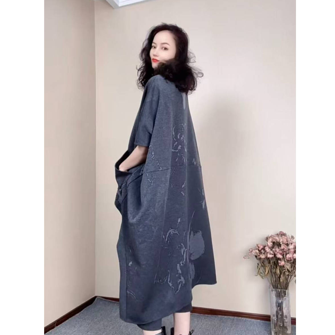 【鑫兰精选】新品深灰色时尚女装上衣套头气质休闲百搭