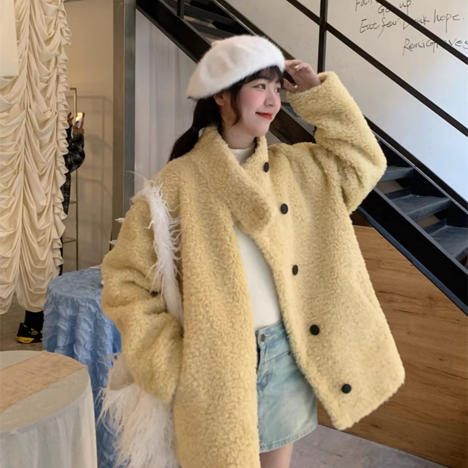 新年外套女高级感宽松保暖皮毛一体毛毛加厚女