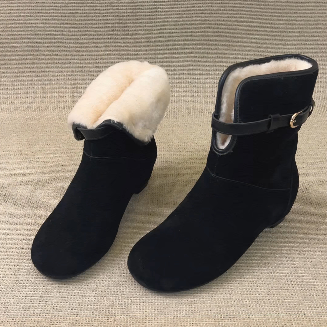 RubyL/5cm韩版休闲减龄皮带扣绒面百搭舒适圆头内增高雪地靴女款