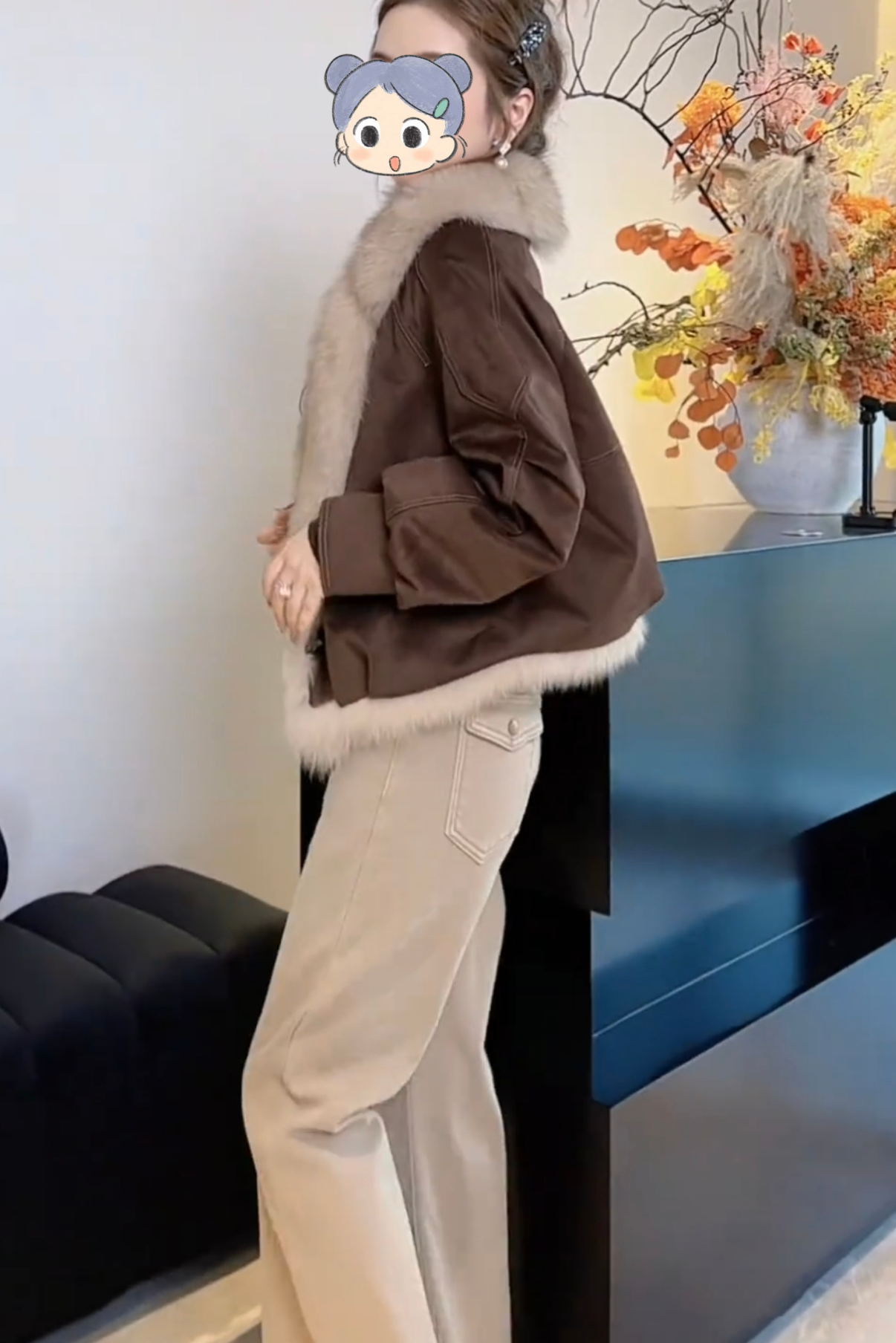 2025秋冬季新款时尚高级感咖色外套宽松保暖休闲减龄洋气百搭外套