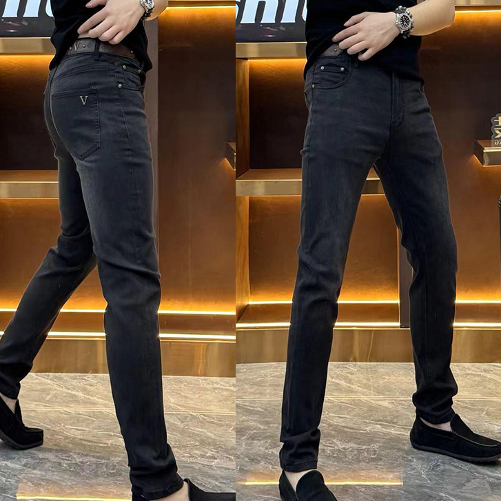 新款男士牛仔裤常规款新款个性修身小脚休闲裤时尚百搭弹力男裤