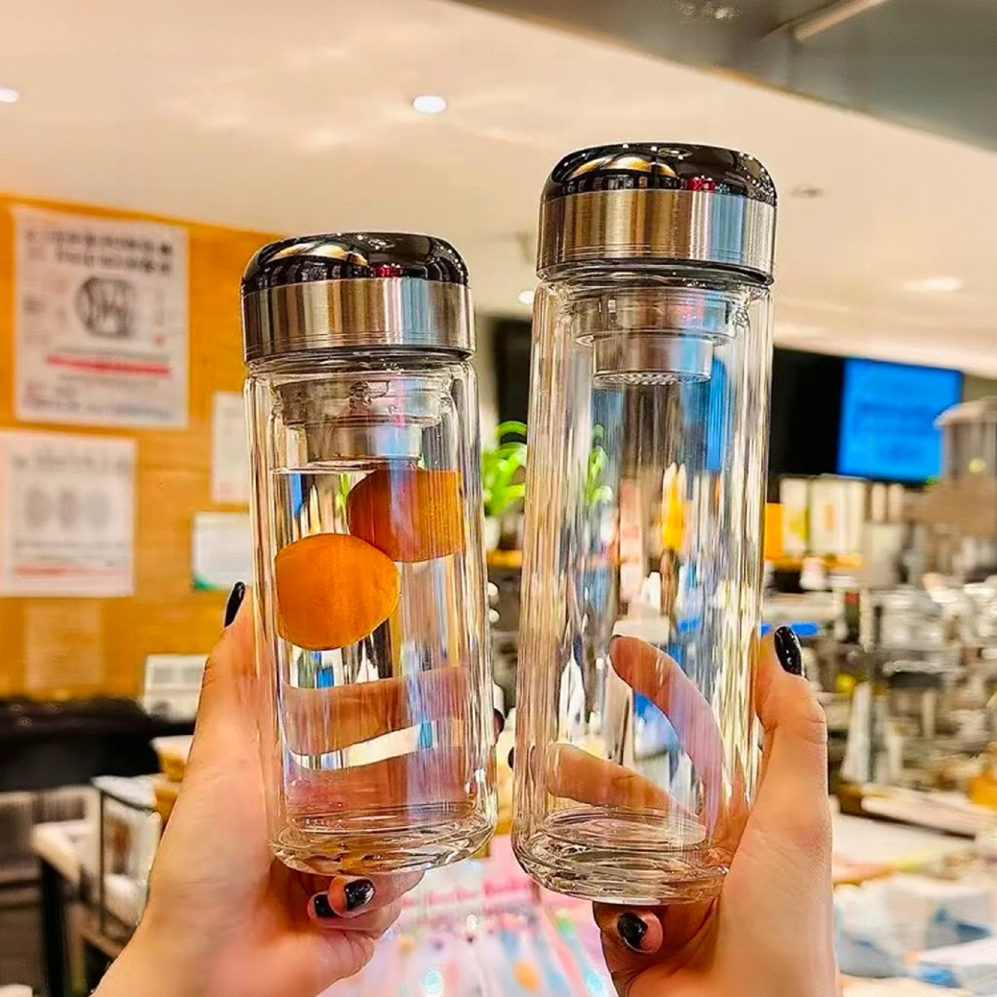 精品黑武士天使之眼水杯高档双层加厚玻璃杯商务车载隔热茶水茶杯